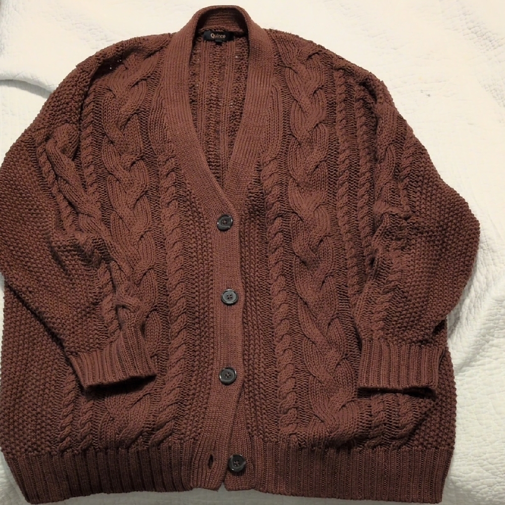 Brown Cable Knit Cardigan